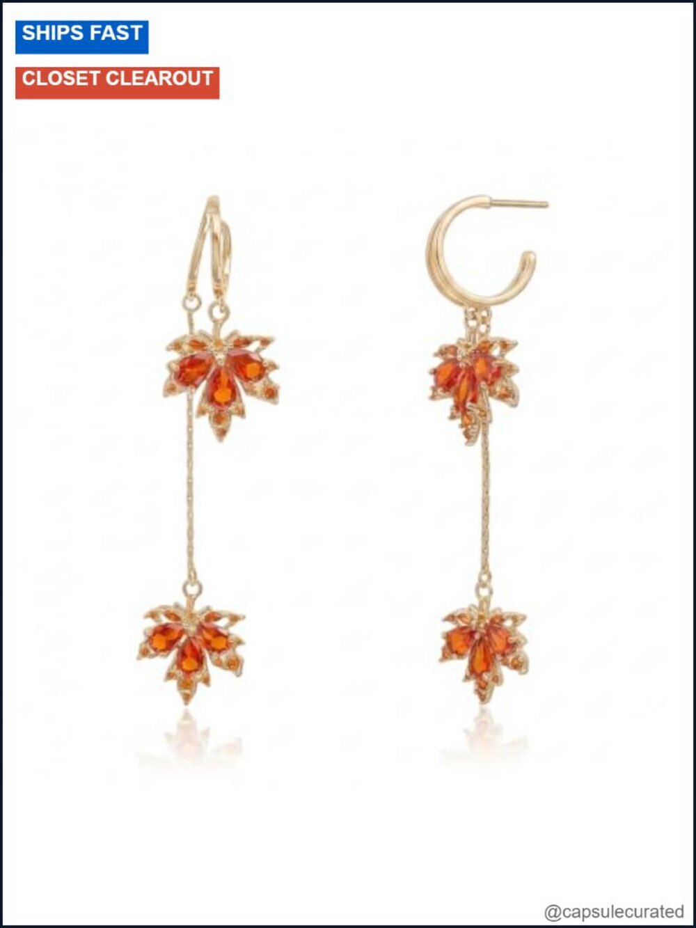 Gold Plated Stainless Steel Drop Dangle Earrings with Rhinestone Cubic Zirconia